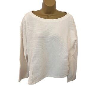Maeve Anthropologie Stripe Texture Boatneck Long Sleeve Sweater Cream